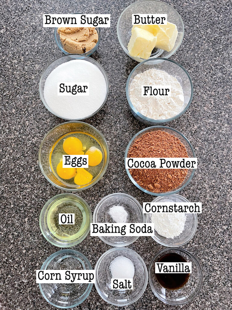 Ingredients to make the TikTok version of cosmic brownies.