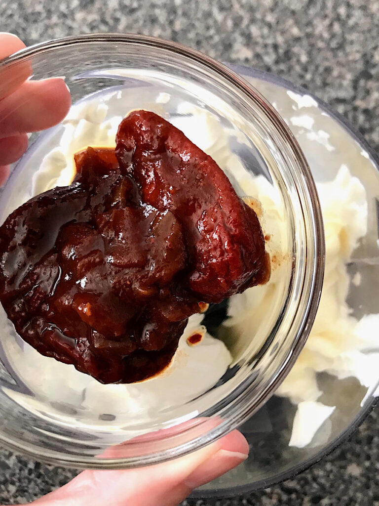 A bowl of chipotle peppers to make Taco Bell chipotle sauce.