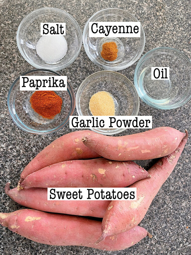 Ingredients to make sweet potato fries.