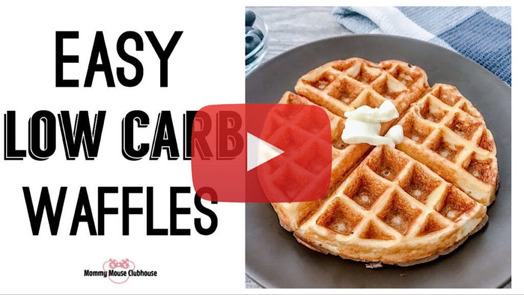 Easy Low Carb Waffles with a red play button.