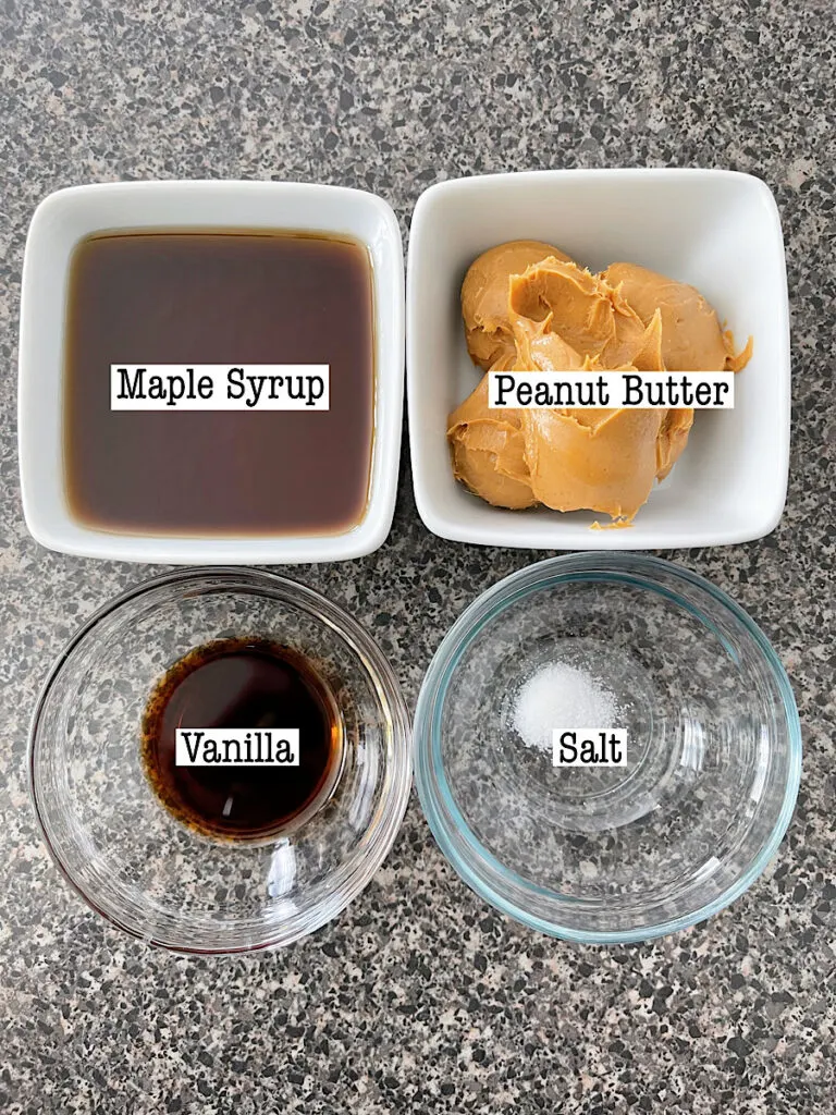 Ingredients for peanut butter syrup.