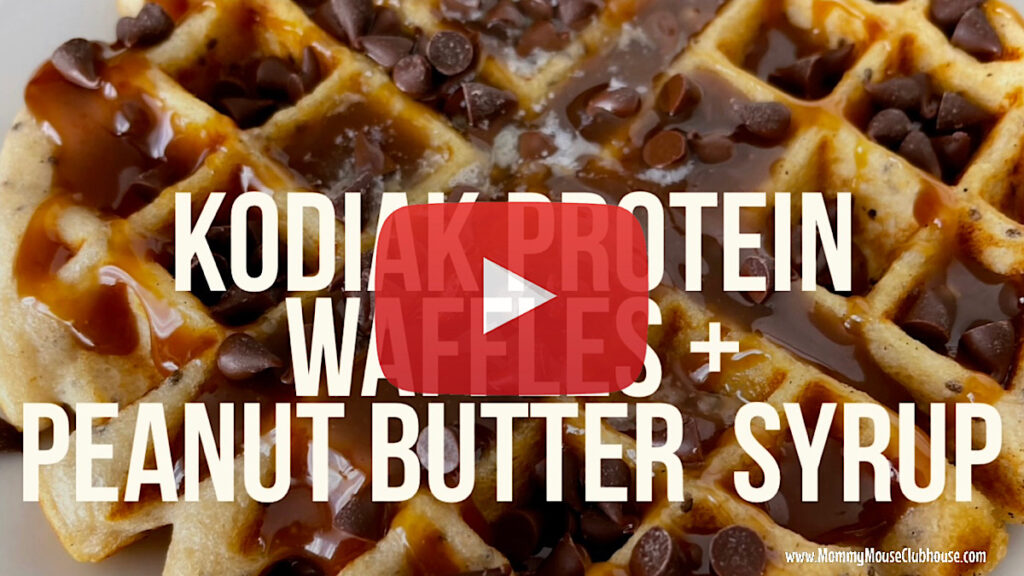 Kodiak Protein Waffles with Peanut Butter Syrup.