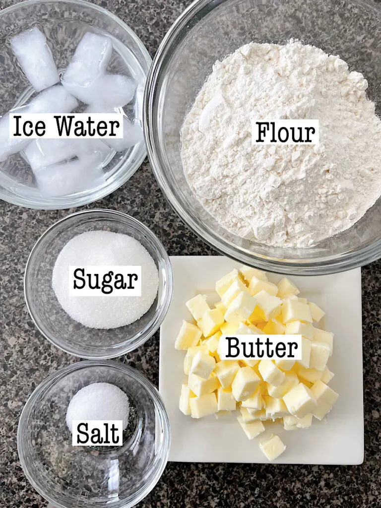 Ingredients for homemade butter pie crust.