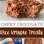 Chewy chocolate rice crispy treats.