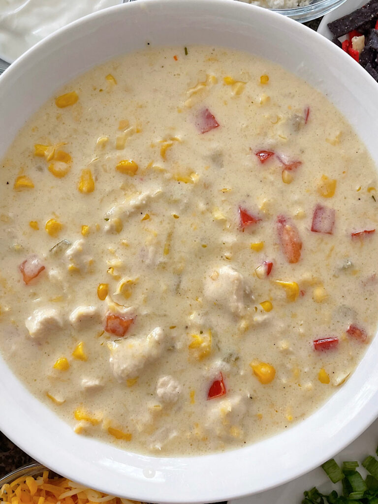 A bowl of Mexican corn chowder.