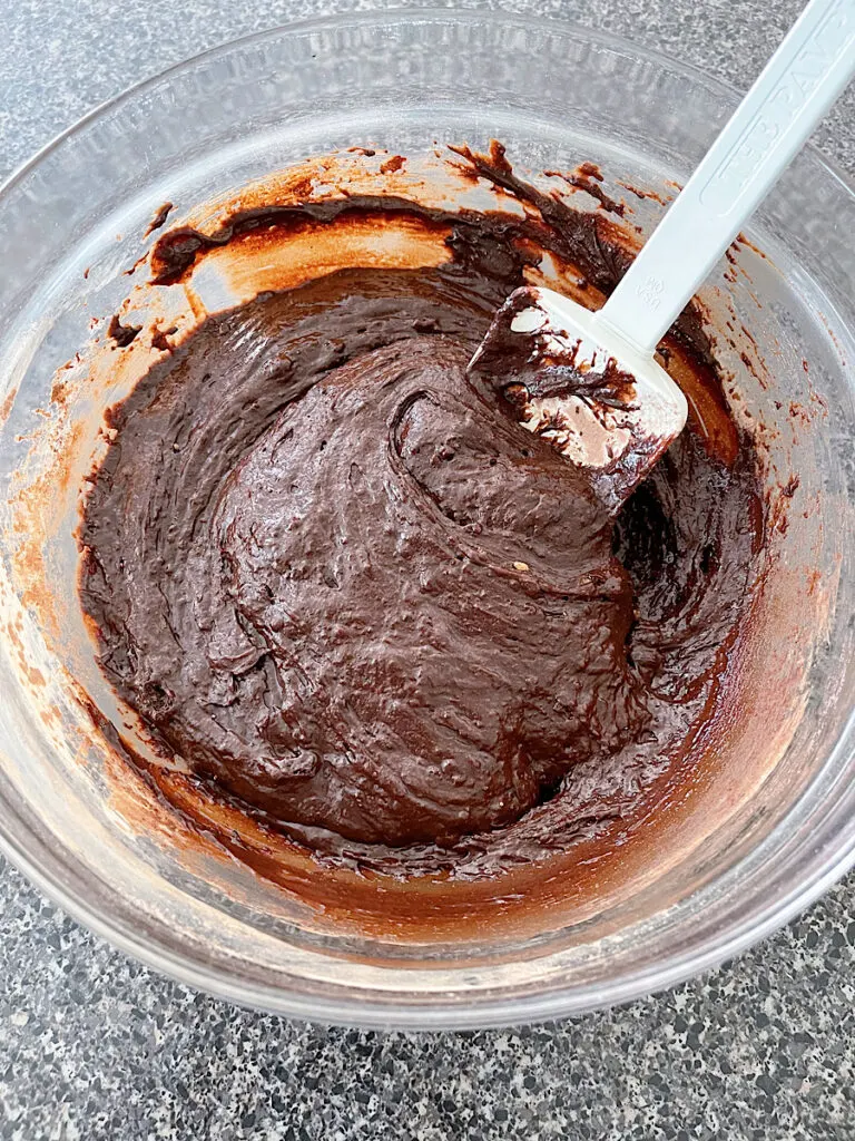 TikTok cosmic brownie batter in a mixing bowl.