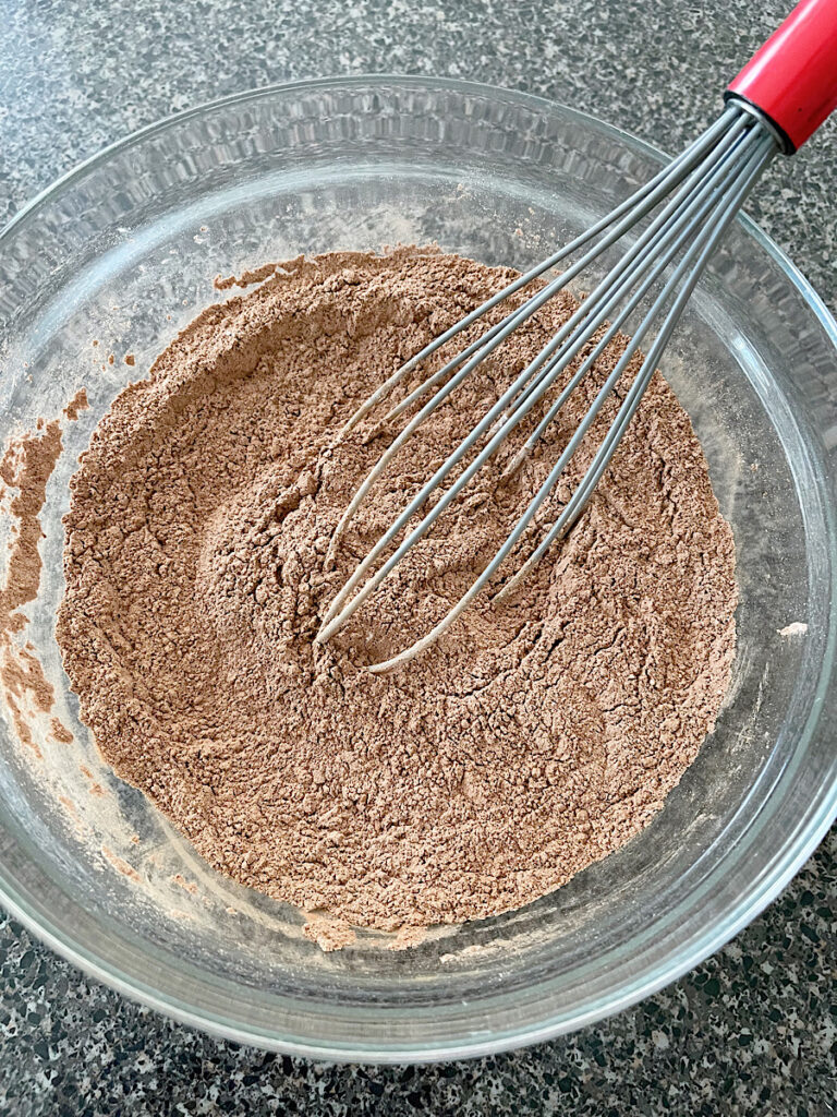 Dry ingredients for tiktok Cosmic Brownies.