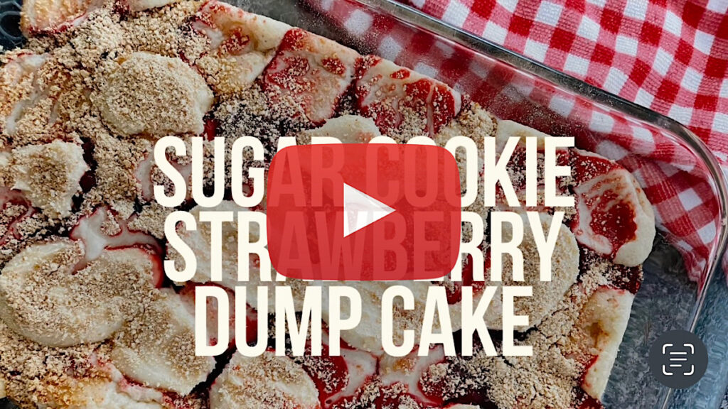 Sugar Cookie Strawberry Cheesecake Dump Cake YouTube thumbnail image.