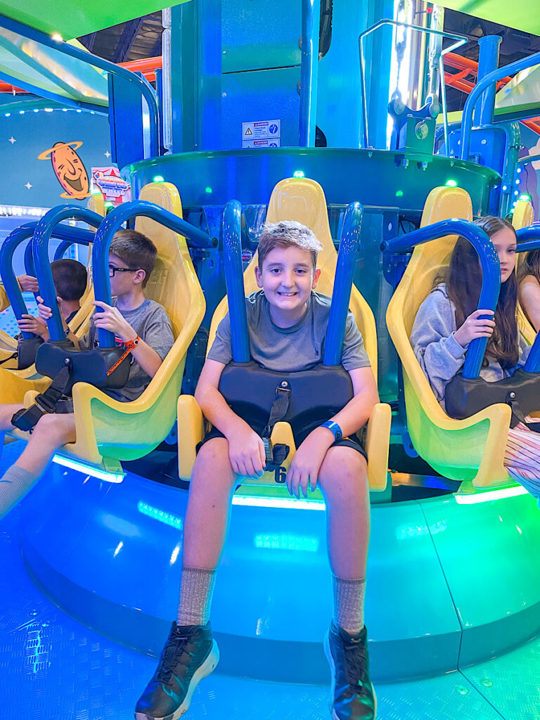 Kids ready to ride Maximum Foolocity at Kalahari Resort in Texas.