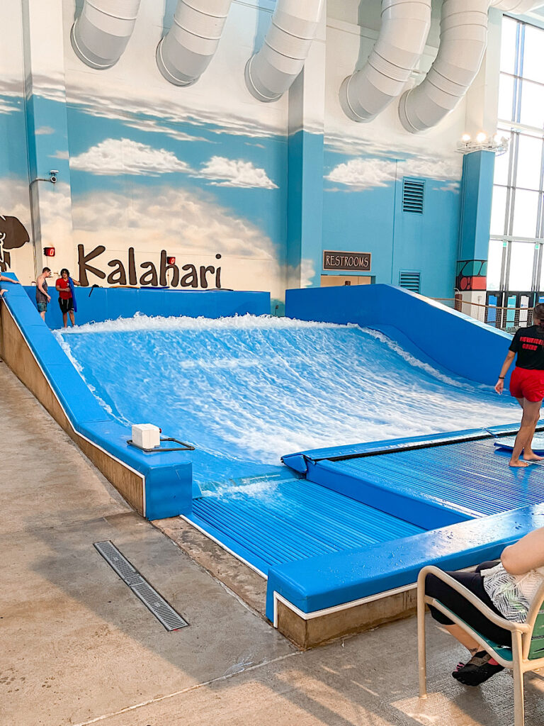 Flow Rider attraction at Kalahari's indoor water park.