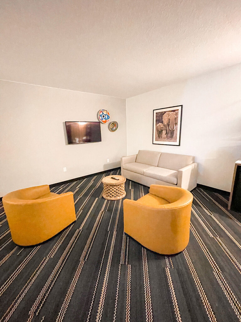 Living room of a King Bunk Suite at Kalahari Resort in Texas.