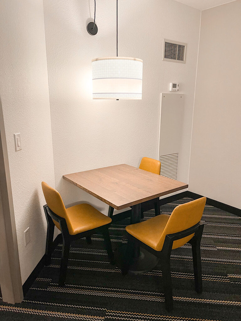 Dining table in a King Bunk Suite at Kalahari Resort in Texas.