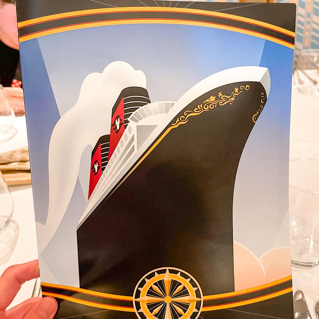 A menu from Lumiere's on the Disney Magic Cruise Ship.