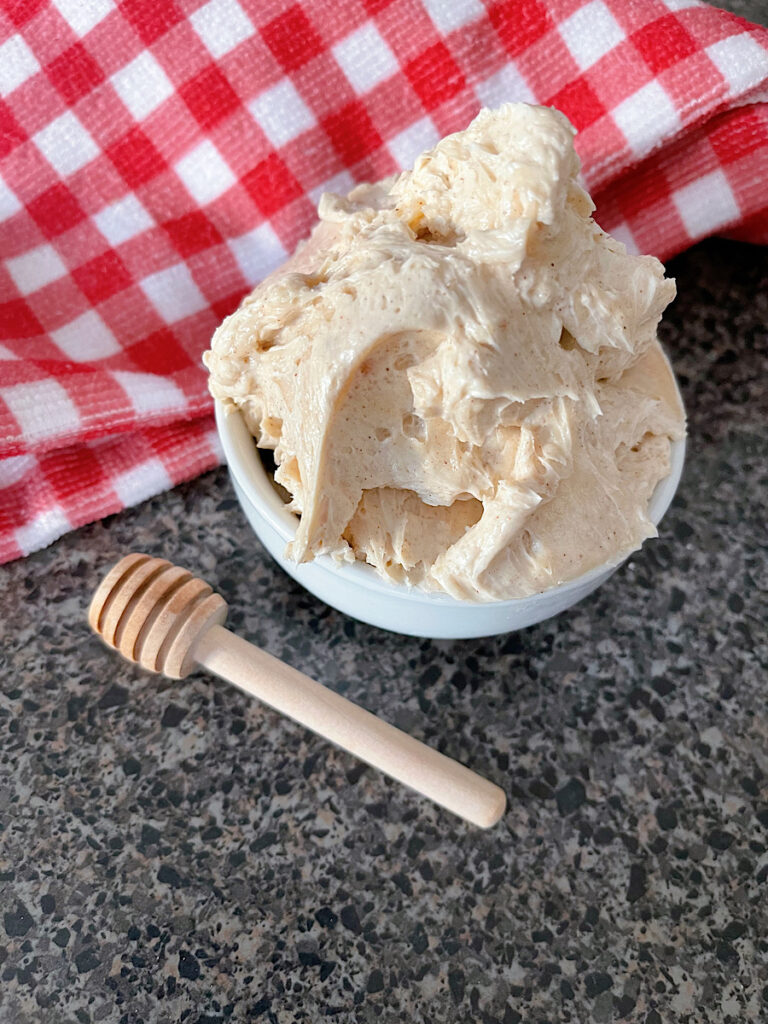 A bowl of copycat Texas Roadhouse Cinnamon Honey Butter.