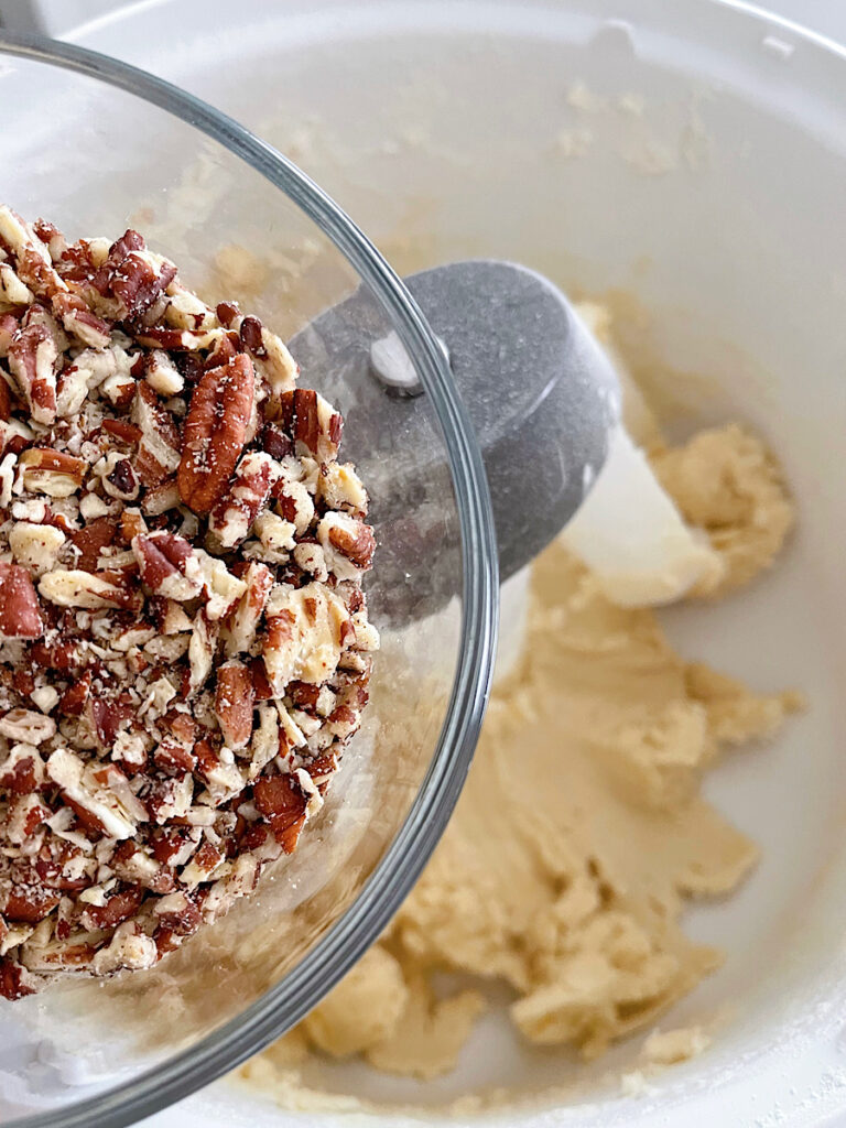 Chopped pecans to add to snowball cookie dough.