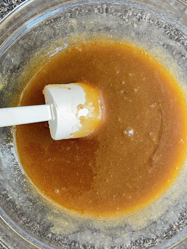 Wet ingredients from cinnamon roll blondies.