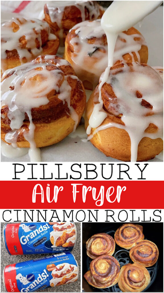 Pillsbury Air Fryer Cinnamon Rolls step by step pictures.