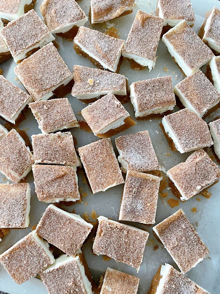 Churro toffee broken into pieces.