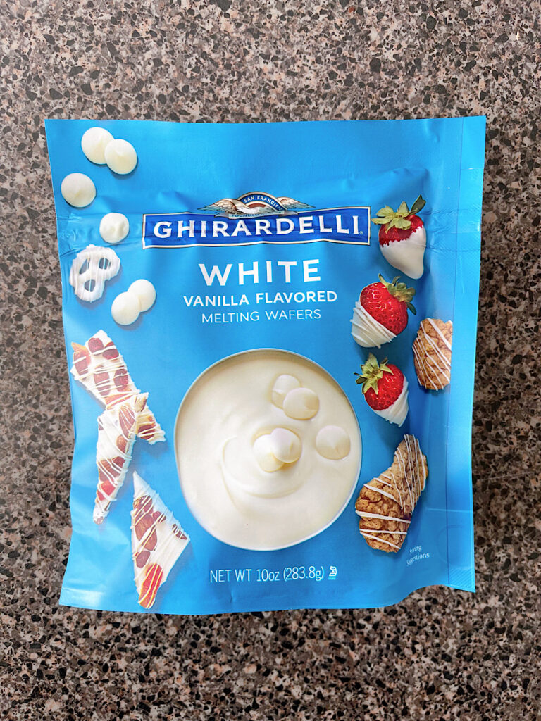 A bag of Ghirardelli white melting chips.