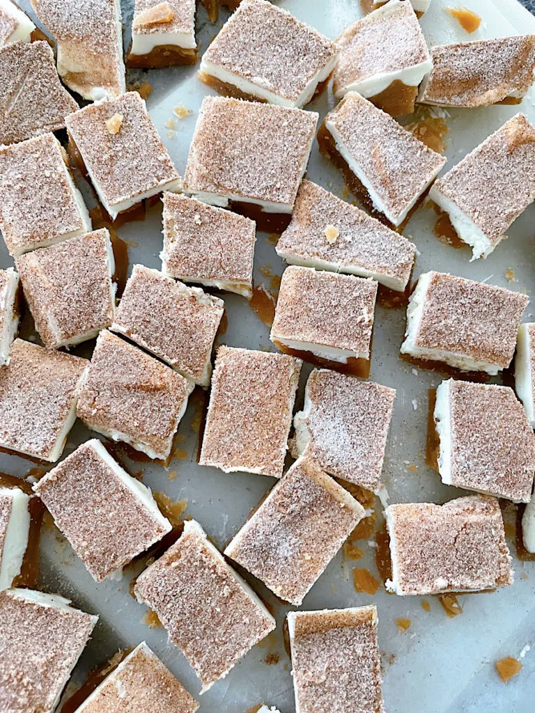 Churro toffee broken into pieces.