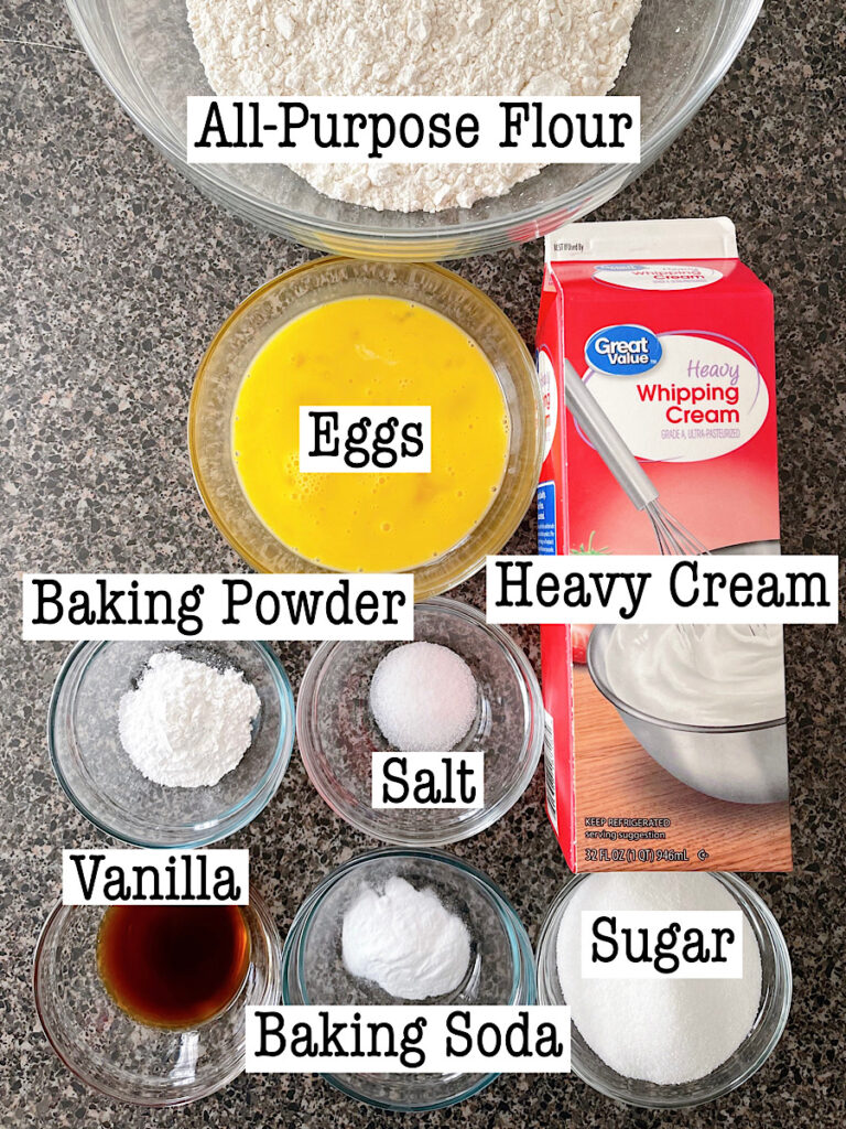 Ingredients to make Sweet Cream Pancakes