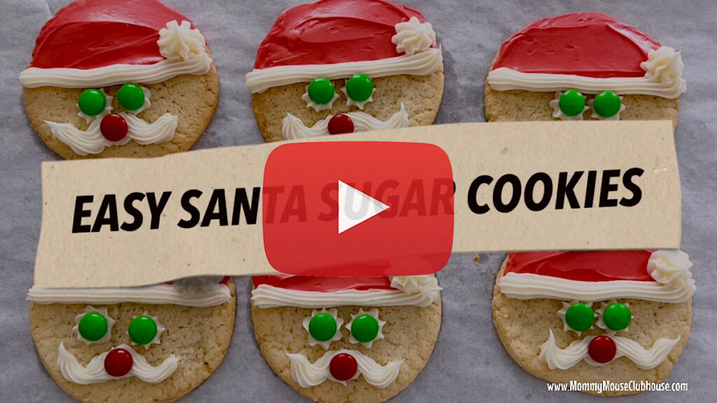 Easy Santa Sugar Cookies YouTube thumbnail image.