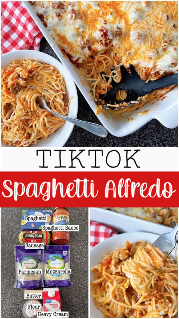 TikTok Spaghetti Alfredo collage.