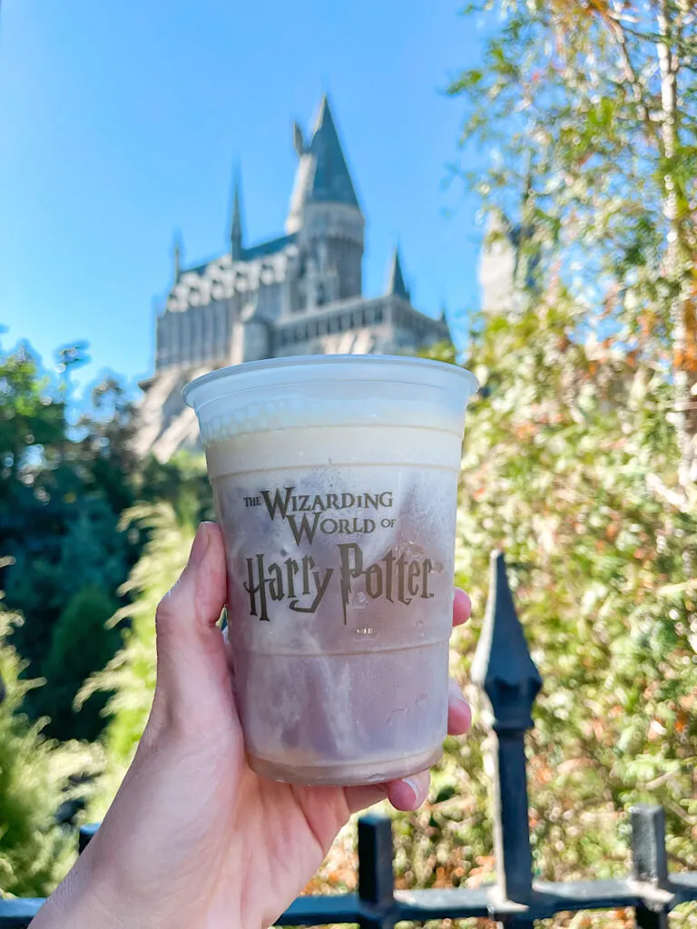 A cup of frozen butterbeer at Wizarding World of Harry Potter at Universal's Islands of Adventure.