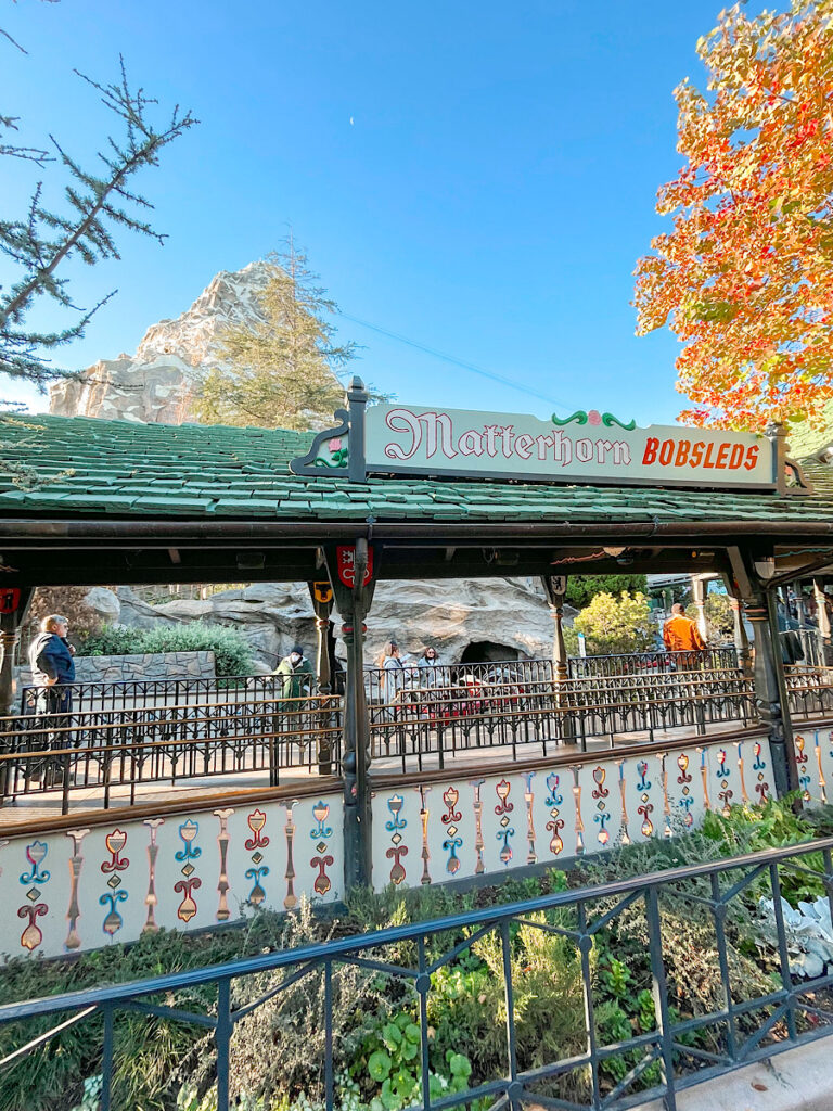 Entrance to Matterhorn Boblseds at Disneyland.