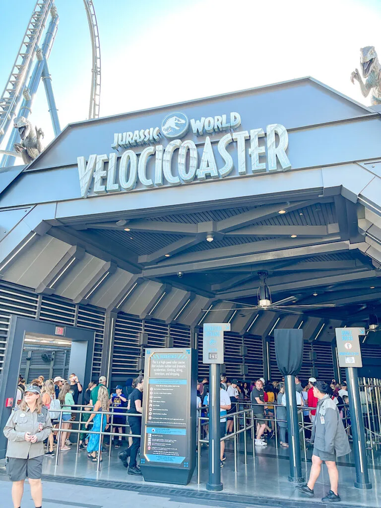 Entrance to VelociCoaster at Universal's Islands of Adventure.