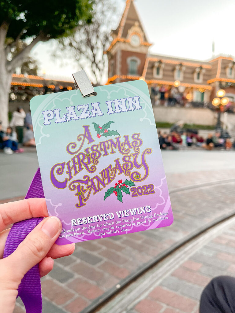 Souvenir lanyard from the Christmas Fantasy Parade dining package at Disneyland.