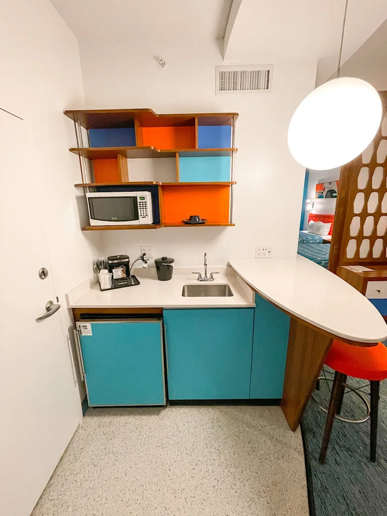 Kitchenette inside a family suite at Universal's Cabana Bay Beach Resort.