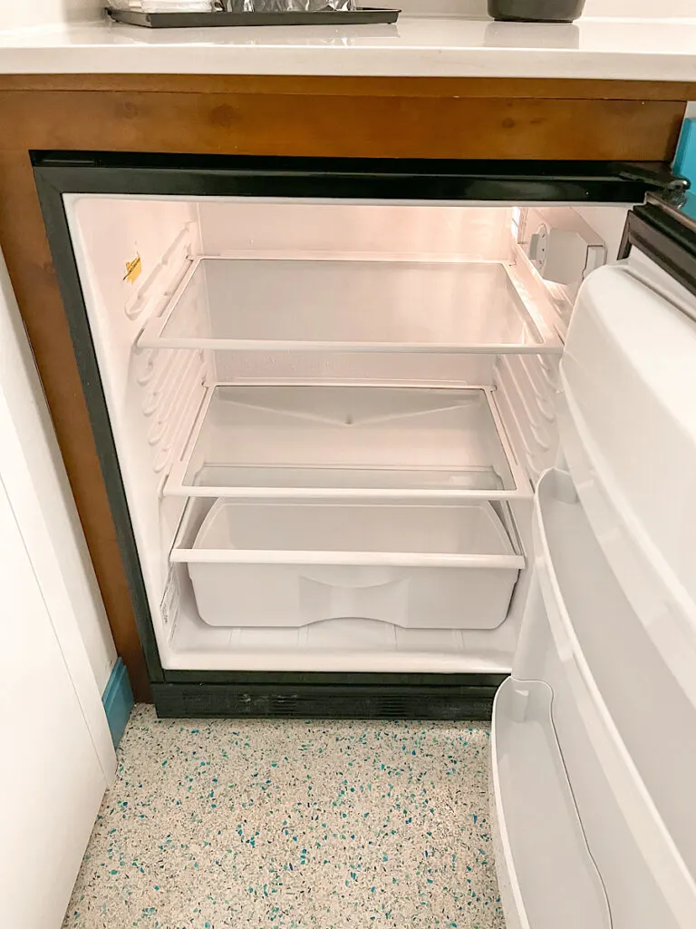 Mini fridge inside a family suite at Universal's Caribbean Beach Resort.