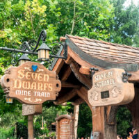 Entrance to Seven Dwarfs Mine Train roller coaster at Disney's Magic Kingdom.