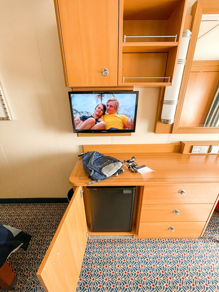 Refrigerator in stateroom 9504 on the Disney Dream.