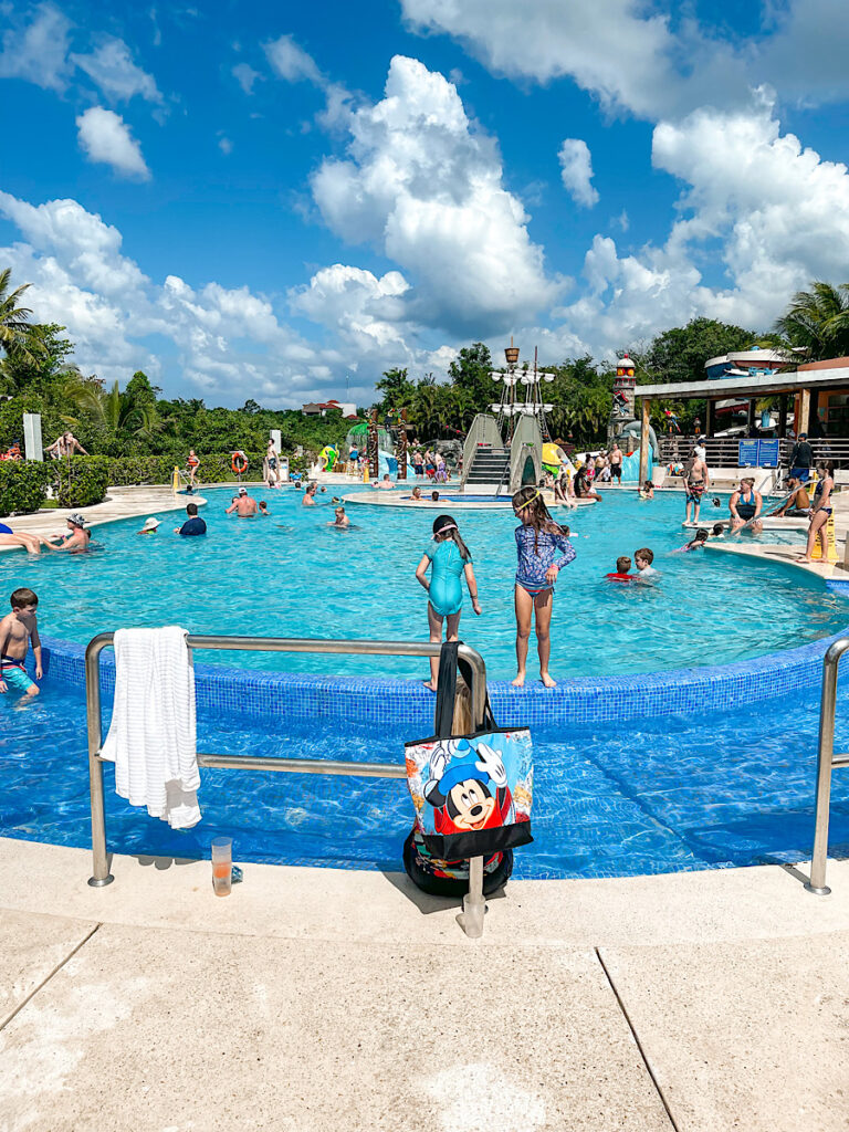 Kid-friendly pool at Playa Mia a Disney Cruise Cozumel Beach Break excursion.
