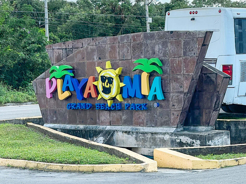 Playa Mia Beach Club sign in Cozumel, Mexico.