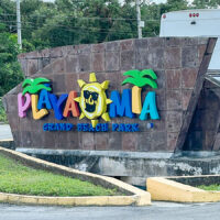 Playa Mia Beach Club sign in Cozumel, Mexico.