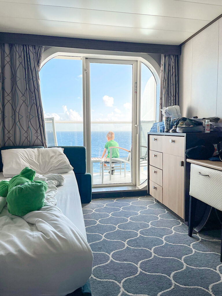 View of the balcony in Harmony of the Seas Stateroom 7666.