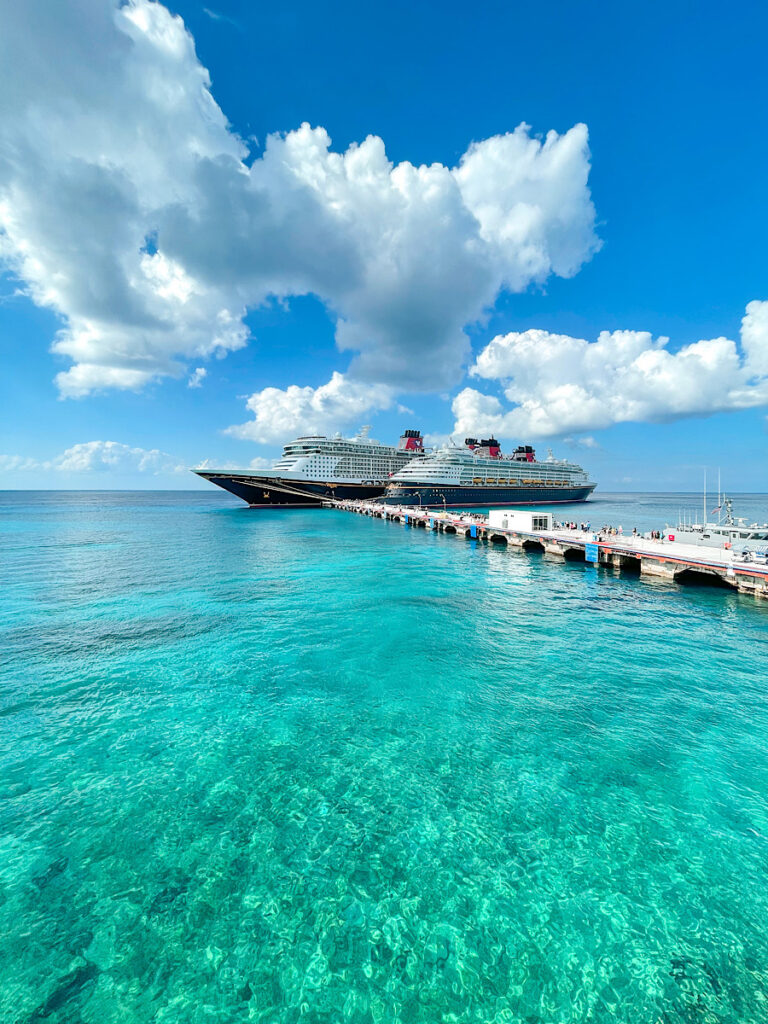 Disney Magic and Disney Dream Cruise ships in port of Cozumel.