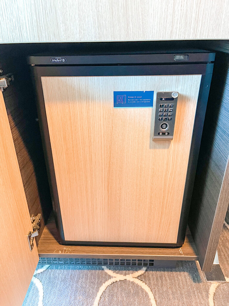 Mini fridge in Harmony of the Seas room 14156.