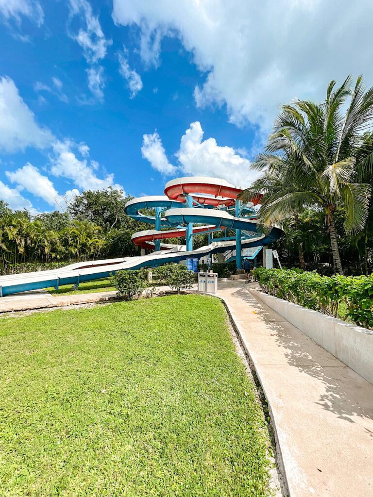 Water slides available on the Disney Cruise Cozumel Beach Break excursion.