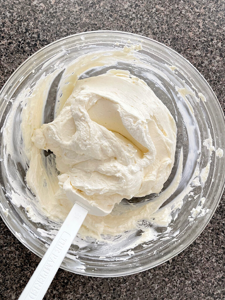 No bake cream cheese filling in a bowl.