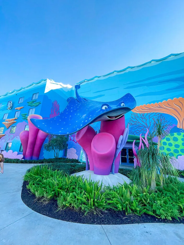 A large cartoon stingray at Disney's Art of Animation Resort.