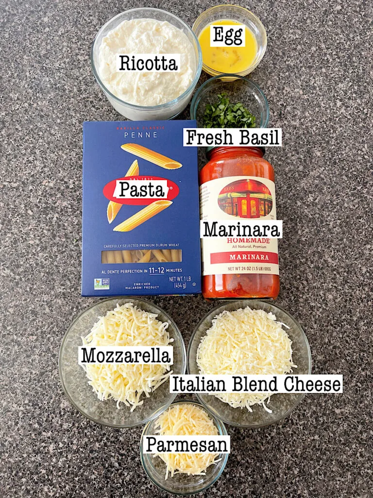 Ingredients to make Cheesecake Factory Four Cheese Pasta at home.