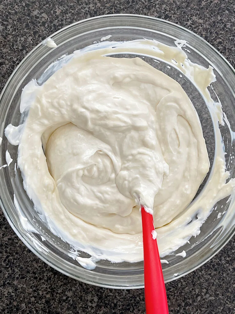 No bake key lime pie filling in a bowl.