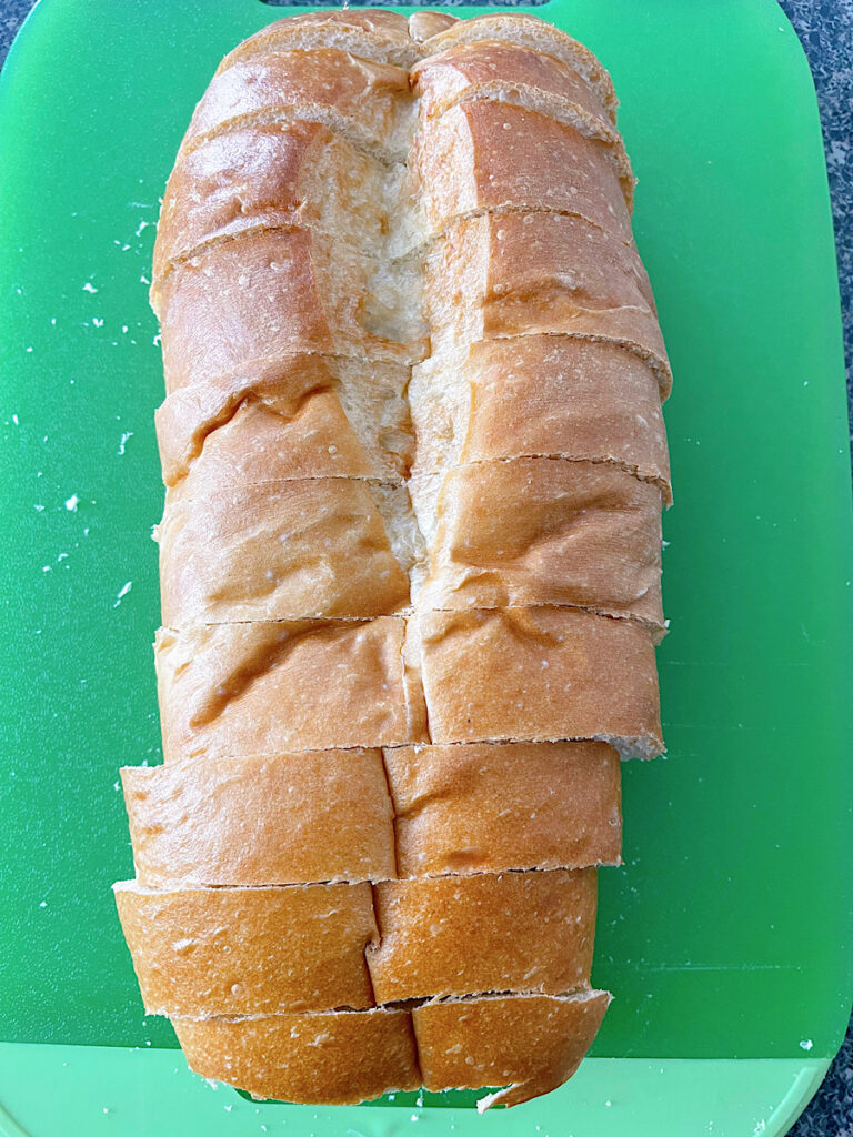 A loaf of bread cut into slices.