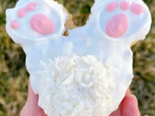 A bunny tail easter rice krispie treat made from a Mickey Mouse cookie cutter.