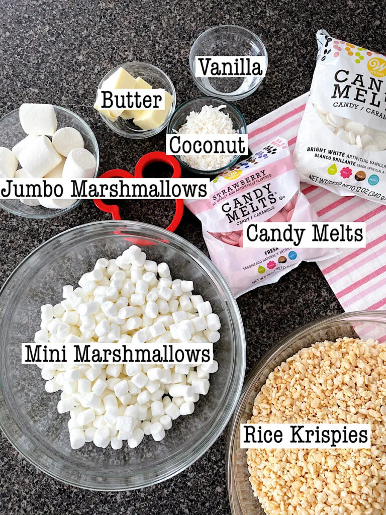 Ingredients to make Bunny Tail Easter Rice Krispie Treats.