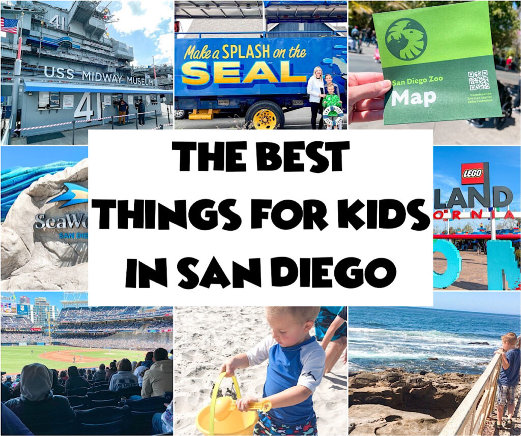 A collage of the best things for kids in San Diego.